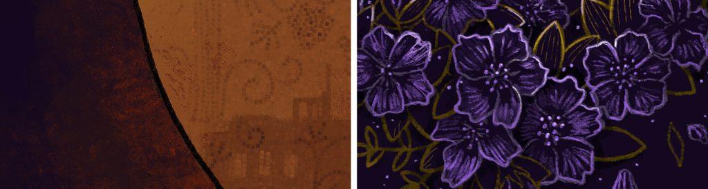 Detail mosaic and flowers illustration