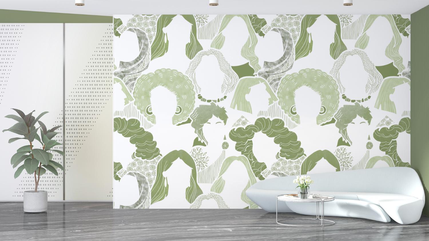 Pattern per decorazione di interni dedicati alla donna, variante verde